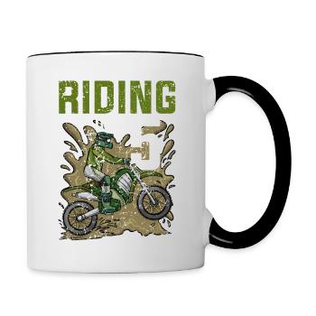 Randonnée dans 5 Dirt Bike Motocross Anniversaire - Mug contrasté - blanc/noir - Droite