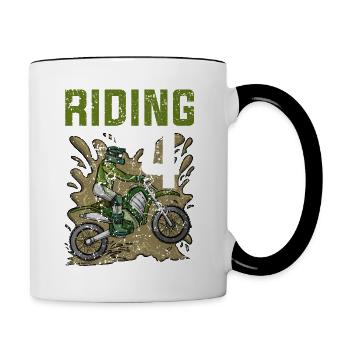 Équitation dans 4 Dirt Bike Motocross Anniversaire - Mug contrasté - blanc/noir - Droite