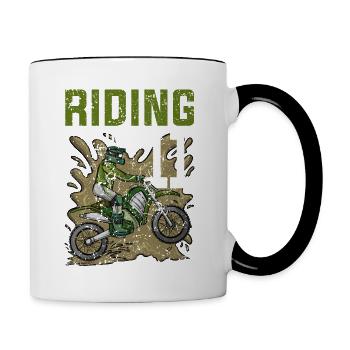 Riding Into11 Teen Dirt Bike Motocross Birthday - Mug contrasté - blanc/noir - Droite
