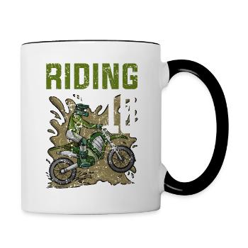 Équitation dans 10 Dirt Bike Motocross Anniversaire - Mug contrasté - blanc/noir - Droite