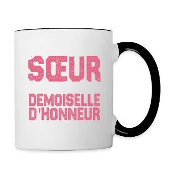 J'ai deux titres Sœur et demoiselle d'honneur . - Mug contrasté - blanc/noir - Droite
