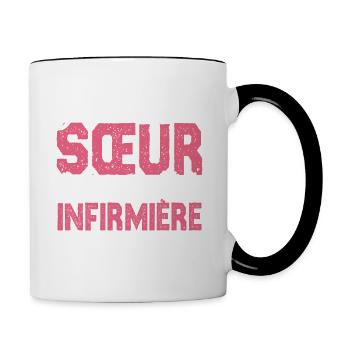J'ai deux titres Sœur et Infirmière Cadeau soeur . - Mug contrasté - blanc/noir - Droite