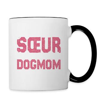 J'ai deux titres Sœur et Dogmom Cadeau soeur. - Mug contrasté - blanc/noir - Droite