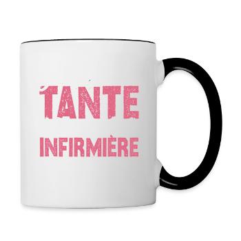 J'ai deux titres tante et Infermière. Cadeau . - Mug contrasté - blanc/noir - Droite