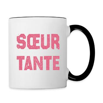 J'ai deux titres Sœur et tante. Cadeau soeur. - Mug contrasté - blanc/noir - Droite
