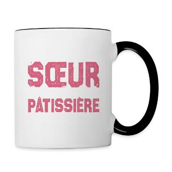 J'ai deux titres Sœur et Pâtissière. Cadeau soeur. - Mug contrasté - blanc/noir - Droite