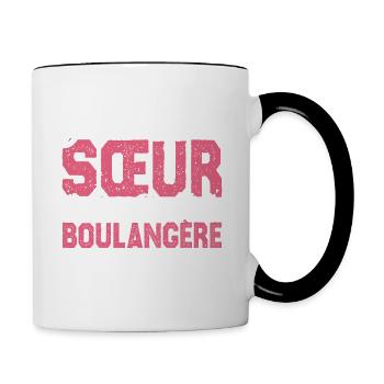 J'ai deux titres Sœur et Boulangère. Cadeau soeur. - Mug contrasté - blanc/noir - Droite
