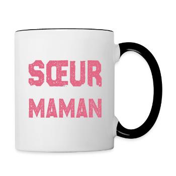 J'ai deux titres Sœur et maman. Cadeau soeur . - Mug contrasté - blanc/noir - Droite