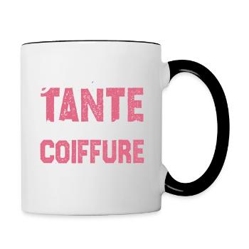 J'ai deux titres tante et Coiffeuse. Cadeau Tante. - Mug contrasté - blanc/noir - Droite