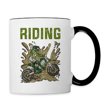 Fahren in 7 Dirt Bike Motocross Geburtstag - Tasse zweifarbig - Weiß/Schwarz - Rechts