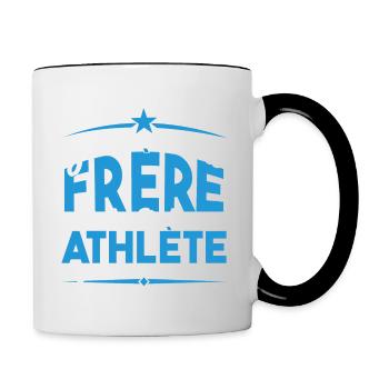 J'ai deux titres frère et Athlète. Cadeau frère. - Mug contrasté - blanc/noir - Droite
