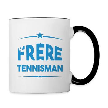J'ai deux titres frère et Tennisman. Cadeau frère. - Mug contrasté - blanc/noir - Droite
