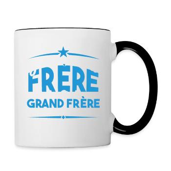 J'ai deux titres frère et Grand frère Cadeau frère - Mug contrasté - blanc/noir - Droite