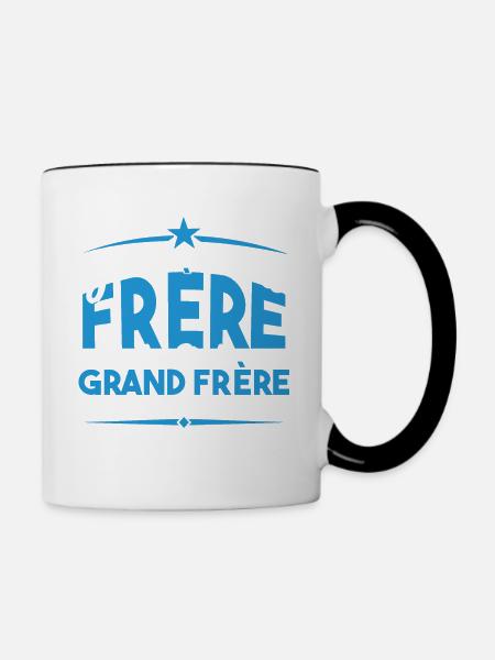 J'ai deux titres frère et Grand frère Cadeau frère - Mug contrasté - blanc/noir