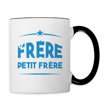 J'ai deux titres frère et Petit frère Cadeau frère - Mug contrasté - blanc/noir - Droite
