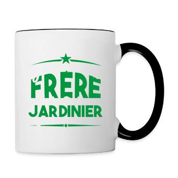 J'ai deux titres frère et Jardinier. Cadeau frère. - Mug contrasté - blanc/noir - Droite