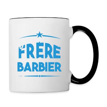 J'ai deux titres frère et Barbier. Cadeau frère. - Mug contrasté - blanc/noir - Droite