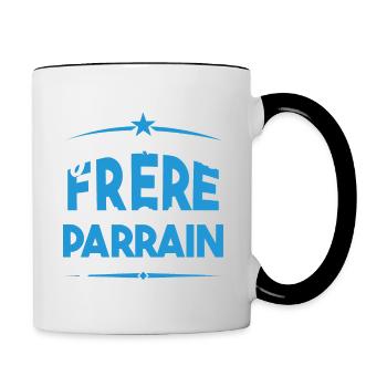 J'ai deux titres frère et Parrain. Cadeau frère. - Mug contrasté - blanc/noir - Droite