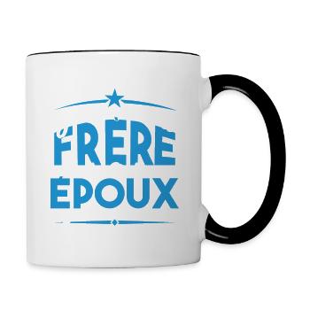J'ai deux titres frère et Epoux. Cadeau frère - Mug contrasté - blanc/noir - Droite
