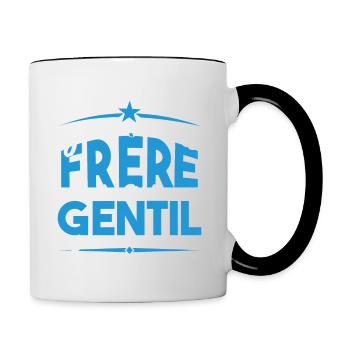 J'ai deux titres frère et Gentil. Cadeau frère. - Mug contrasté - blanc/noir - Droite