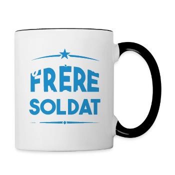J'ai deux titres frère et Soldat. Cadeau. - Mug contrasté - blanc/noir - Droite