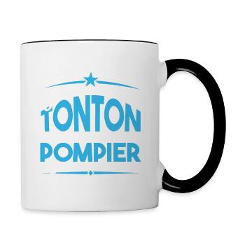 J'ai deux titres tonton et pompier. Cadeau tonton. - Mug contrasté - blanc/noir - Droite