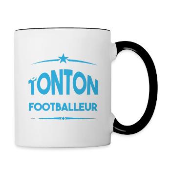J'ai deux titres tonton et Footballeur. Cadeau. - Mug contrasté - blanc/noir - Droite