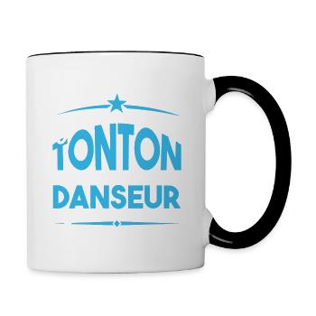J'ai deux titres tonton et Danseur. Cadeau tonton. - Mug contrasté - blanc/noir - Droite
