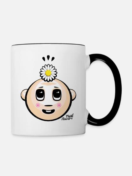 Denken Sie an Blumen - Tasse zweifarbig - Weiß/Schwarz