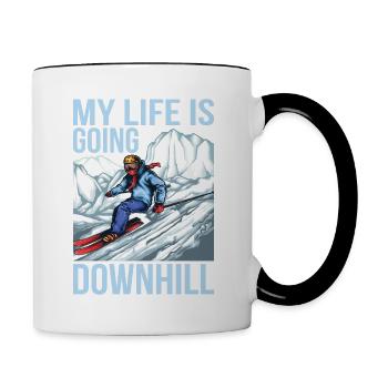 Ski My Life Is Going Downhill Snow Skiing - Tasse zweifarbig - Weiß/Schwarz - Rechts