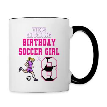 Cette fille de football est 8ème anniversaire de football - Mug contrasté - blanc/noir - Droite