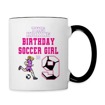 This Soccer Girl Is 9th Birthday Soccer - Contrasting Mug - white/black - Right