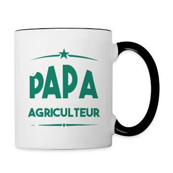 J'ai deux titres Papa et Agriculteur, Cadeau Papa. - Mug contrasté - blanc/noir - Droite