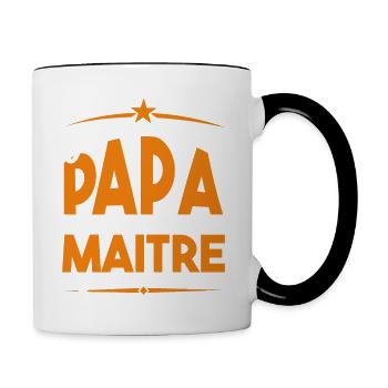 J'ai deux titres Papa et Maître, Cadeau Papa. - Mug contrasté - blanc/noir - Droite