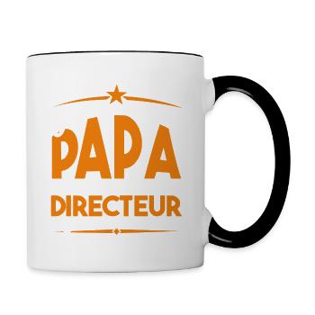 J'ai deux titres Papa et directeur, Cadeau Papa. - Mug contrasté - blanc/noir - Droite
