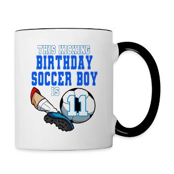 Dieser Fußballjunge ist Fußball zum 11. Geburtstag - Tasse zweifarbig - Weiß/Schwarz - Rechts