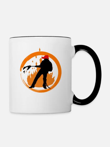 Feuerwehrmann - Tasse zweifarbig - Weiß/Schwarz