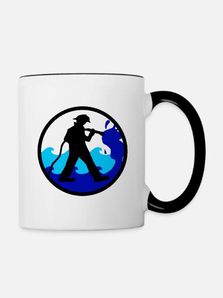 Feuerwehrmann - Tasse zweifarbig - Weiß/Schwarz