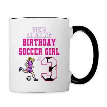 Cette fille de football est 3ème anniversaire de football - Mug contrasté - blanc/noir - Droite