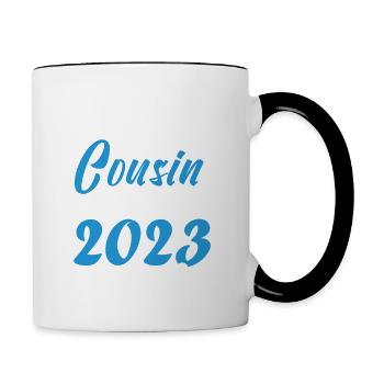 Annonce grossesse bientôt Cousin Juillet 2023. - Mug contrasté - blanc/noir - Droite