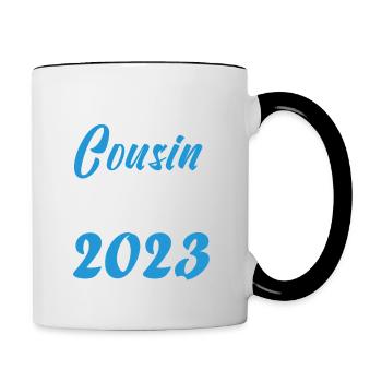 Cadeau Annonce grossesse bientôt Cousin Mai 2023. - Mug contrasté - blanc/noir - Droite