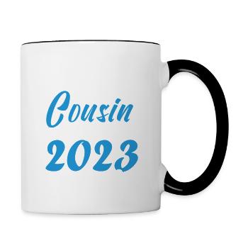 Annonce grossesse. bientôt Cousin Septembre 2023. - Mug contrasté - blanc/noir - Droite
