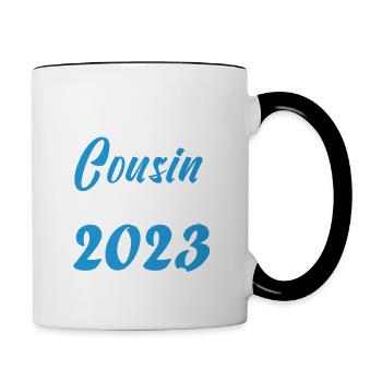 Cadeau Annonce grossesse bientôt Cousin Mars 2023. - Mug contrasté - blanc/noir - Droite