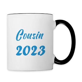 Annonce grossesse. bientôt Cousin janvier 2023. - Mug contrasté - blanc/noir - Droite
