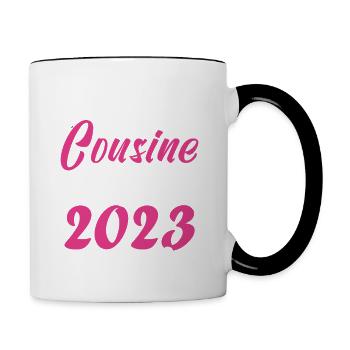 Annonce grossesse. bientôt Cousine Mars 2023. - Mug contrasté - blanc/noir - Droite