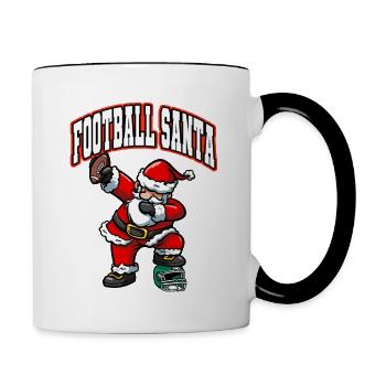 Weihnachten Jungen Männer Dabbing Santa Claus Fußball - Tasse zweifarbig - Weiß/Schwarz - Rechts