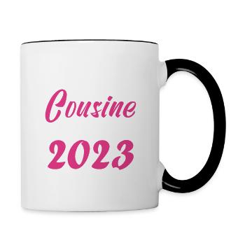 Annonce grossesse. bientôt Cousine Juillet 2023. - Mug contrasté - blanc/noir - Droite