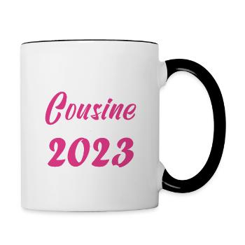 Annonce grossesse. bientôt Cousine Septembre 2023. - Mug contrasté - blanc/noir - Droite