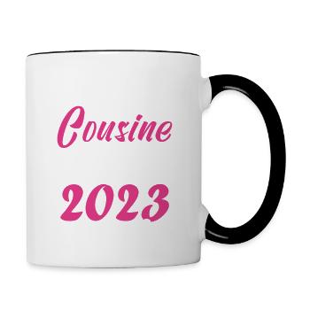 Cadeau Annonce grossesse bientôt Cousine Aout 2023 - Mug contrasté - blanc/noir - Droite