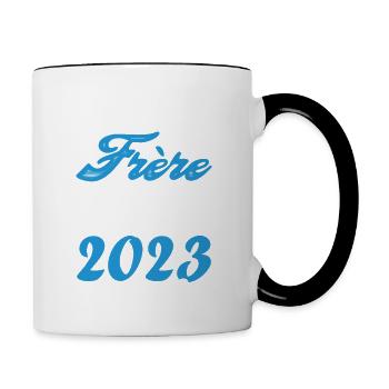 Cadeau Annonce grossesse. bientôt Frère Mai 2023. - Mug contrasté - blanc/noir - Droite